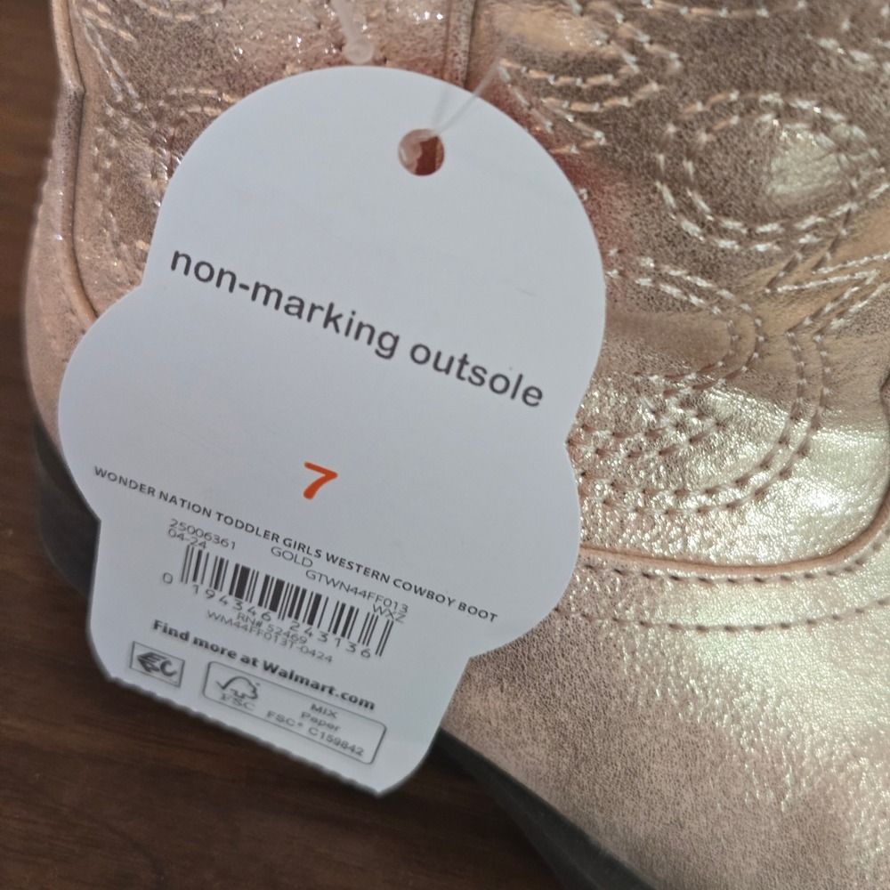 BNWT wonder nation Kids Metallic Rose Gold Cowboy Boots - Picture 6 of 7